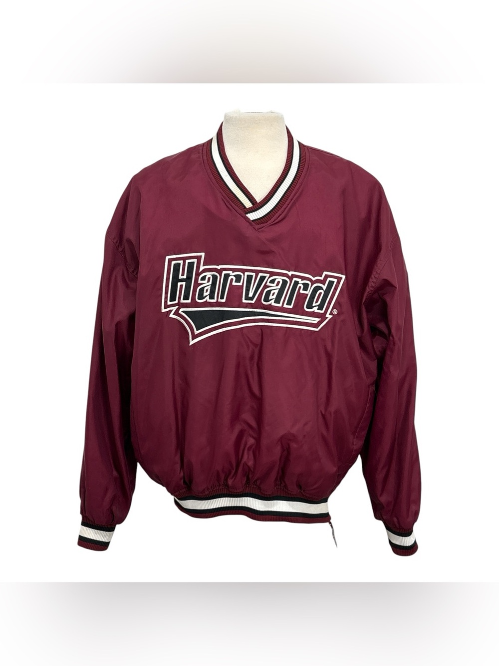 Vintage Starter Men’s Size L Harvard Crimson V-neck Pullover Windbreaker Maroon